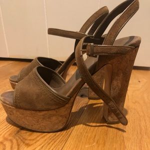 Gucci suede cork platform